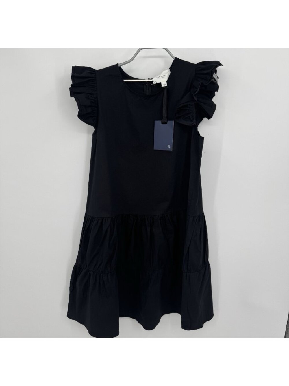 Pomander Place by Tuckernuck Black Corrine Flutter Sleeve Mini Dress sz L NWT